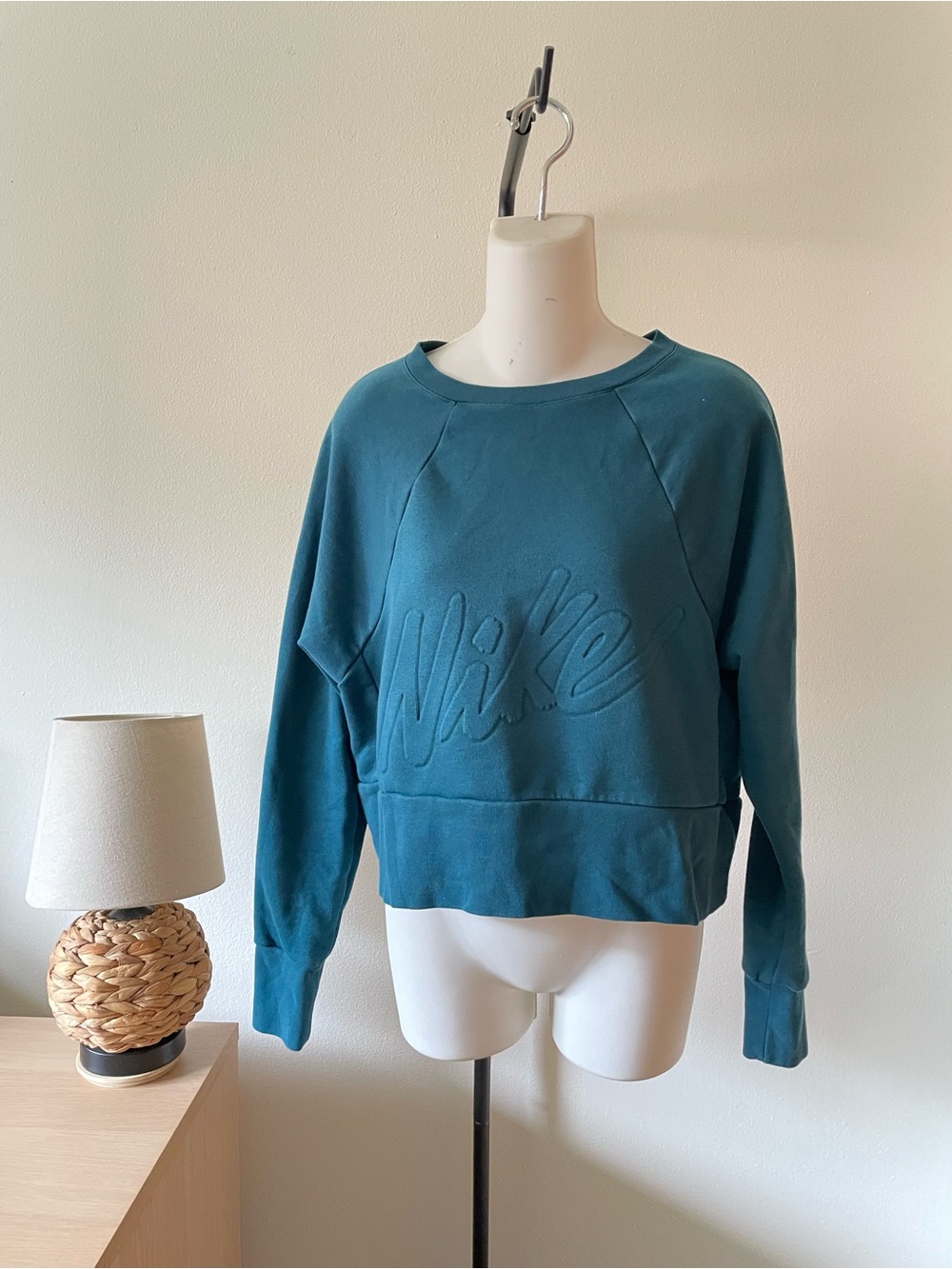 Nike Women's Teal Embossed Logo Pullover Sweatshirt